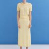 Knitted Cotton Lace Top and Skirt Set in Sun