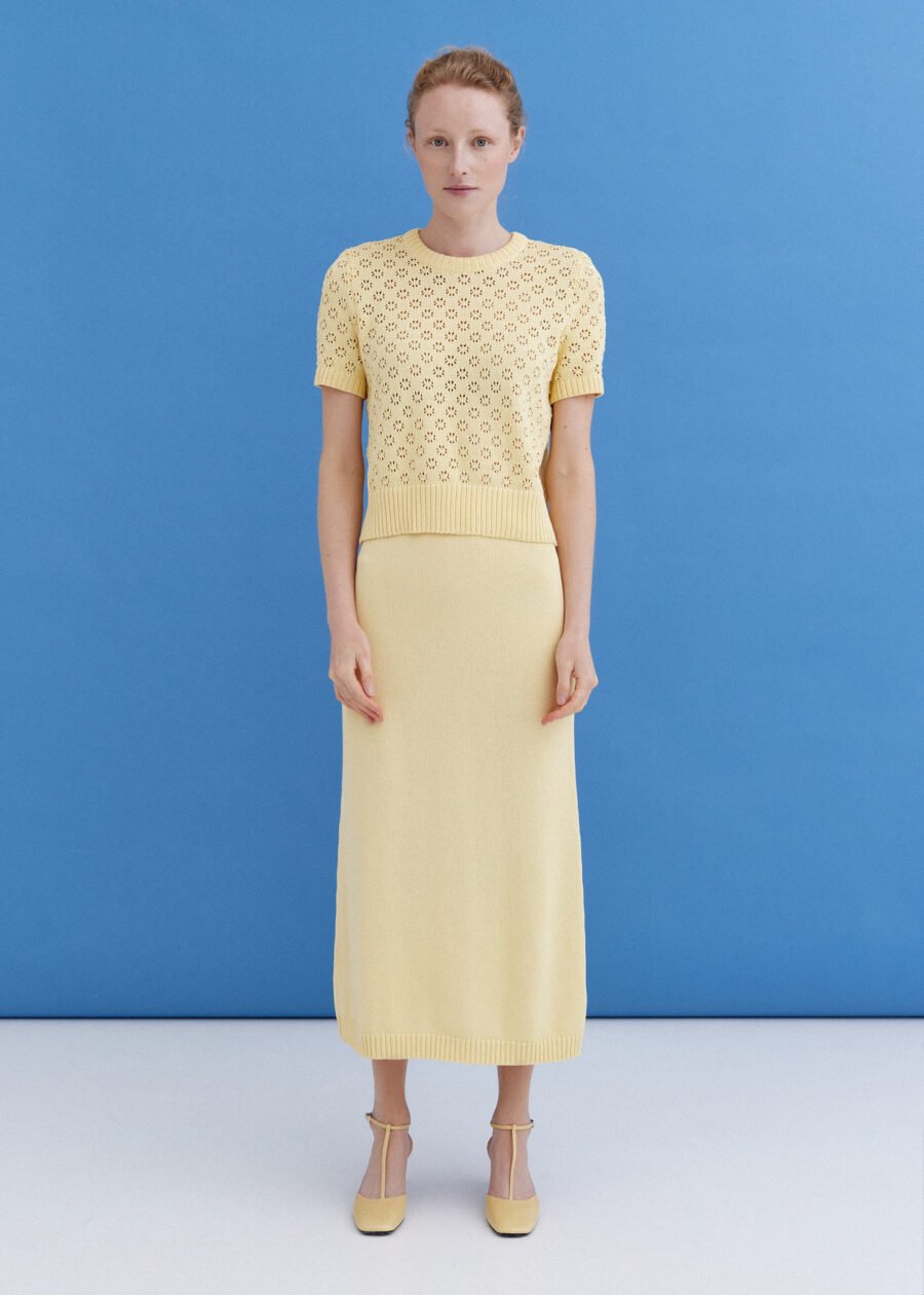 MONALA_9655 Knitted Cotton Lace Top in Sun