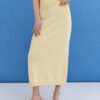 Knitted Cotton Midi Skirt in Sun