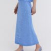 Knitted Cotton Midi Skirt in Sky