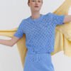 Knitted Cotton Lace Top in Sky