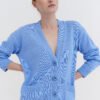 Knitted Cotton Cardigan with Buttons in Sky