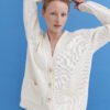 Knitted Cotton Cardigan with Buttons in Lily
