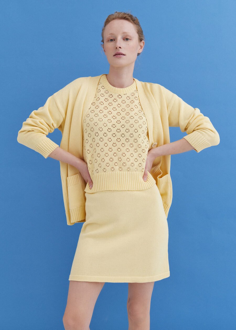 MONALA_9582 Knitted Cotton Mini Skirt in Sun