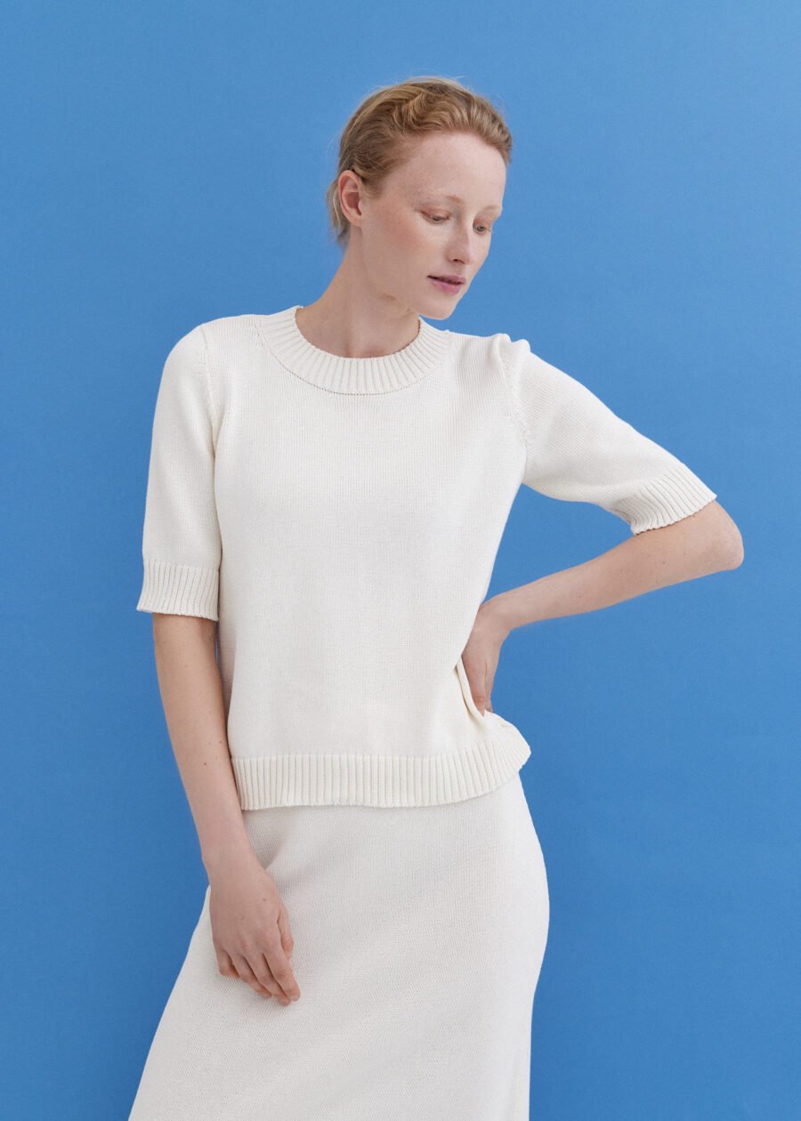 MONALA_9972 Knitted Cotton Top and Skirt Set in Lily