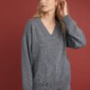 Knitted merino wool V-neck sweater