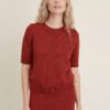 Short sleeve merino wool knit top