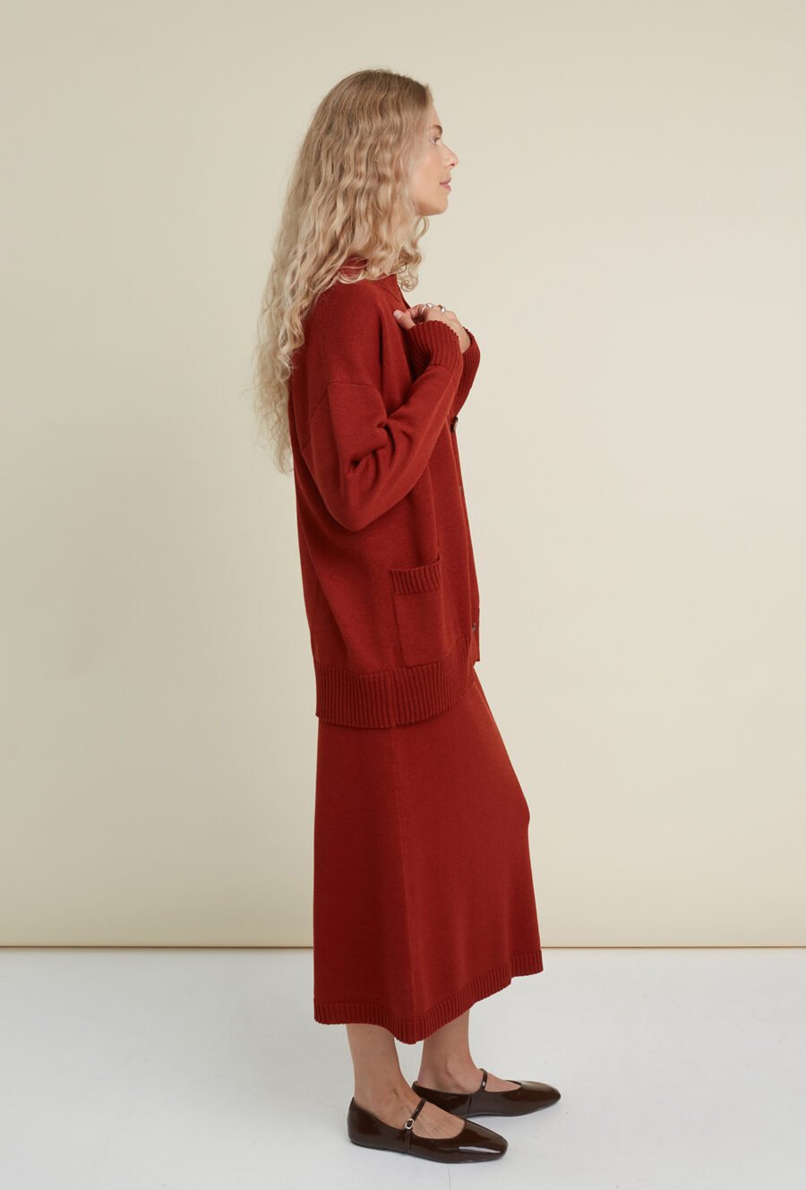 08.26622045 Merino Wool Three-Piece Set in Rust