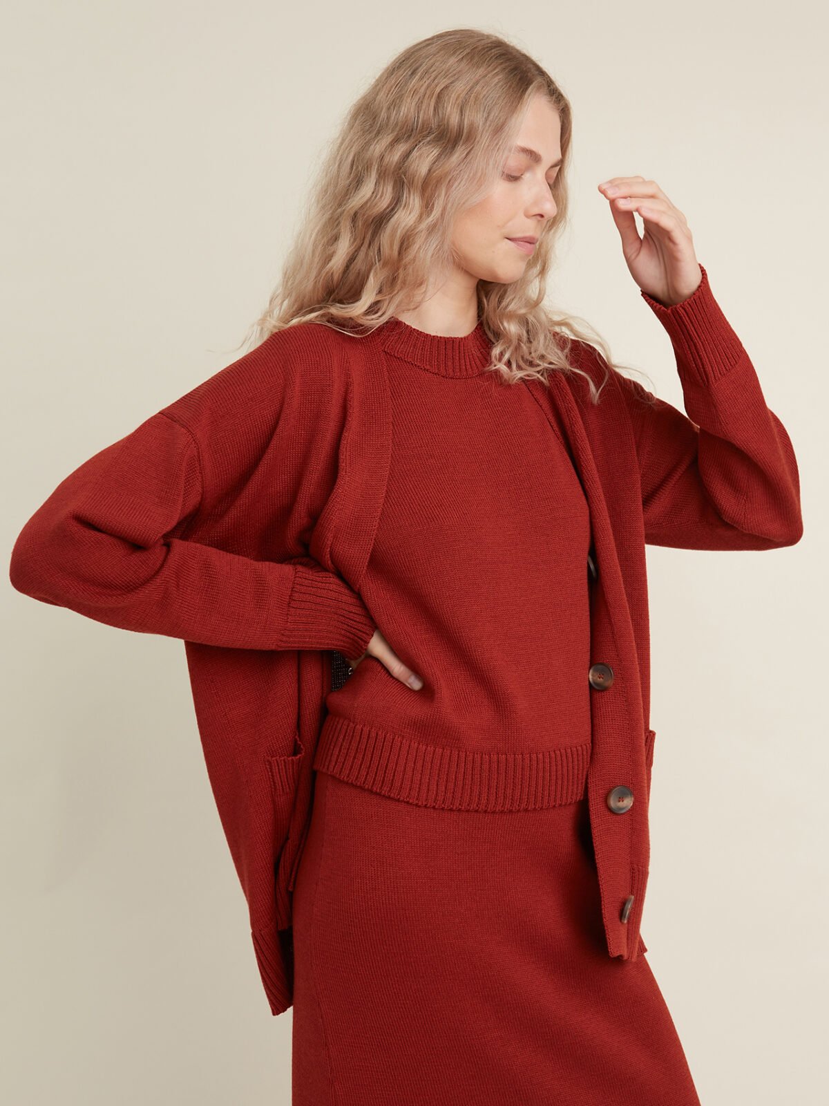 Relaxed fit merino wool cardigan with pockets