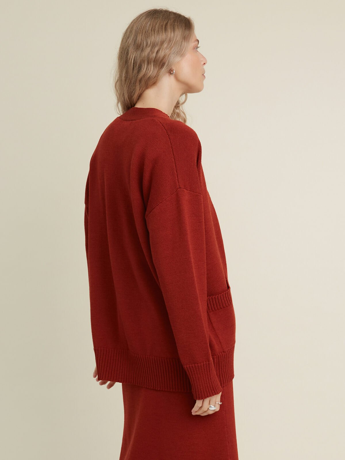 Oversized knitted merino wool cardigan
