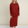 08.26622094 Button-Up Merino Wool Cardigan in Rust