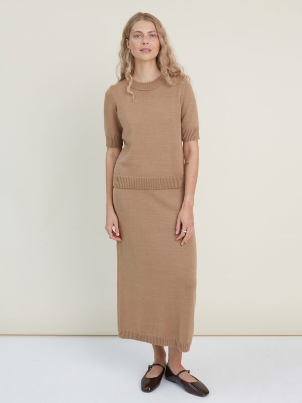 Elegant merino wool knitted holiday outfit