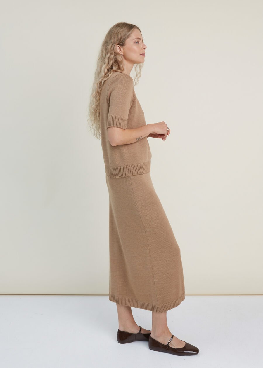 Knitted merino wool festive skirt set