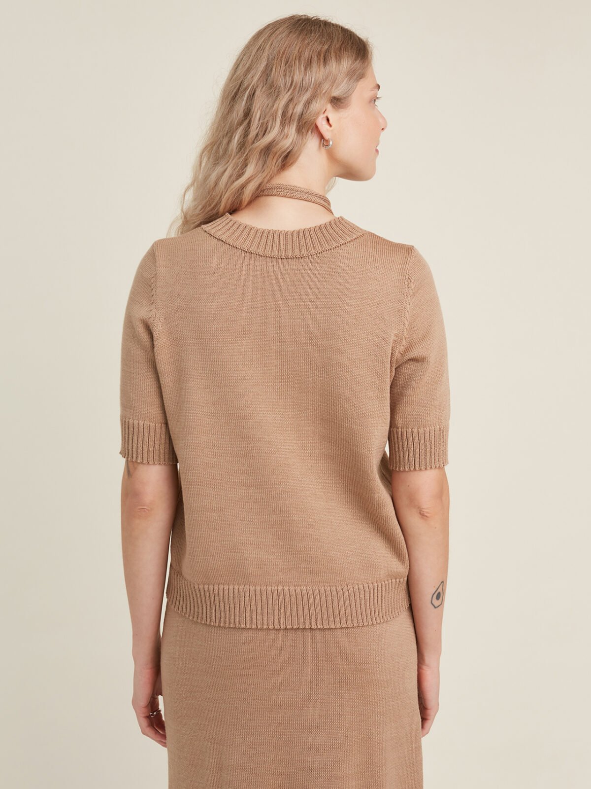 Soft knitted wool short sleeve top