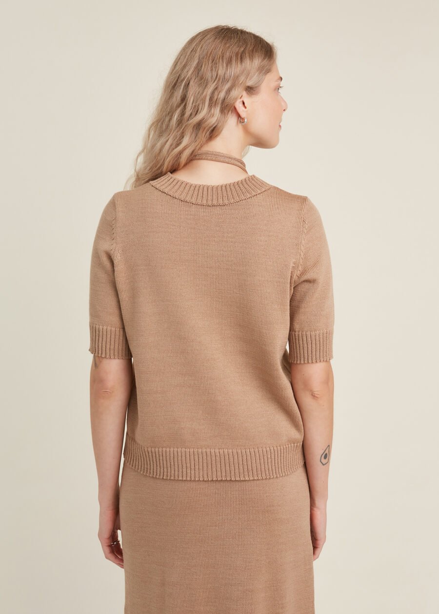Soft knitted wool short sleeve top
