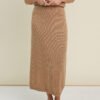 Minimalist merino wool knit midi skirt