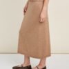 Straight fit merino wool midi knit skirt