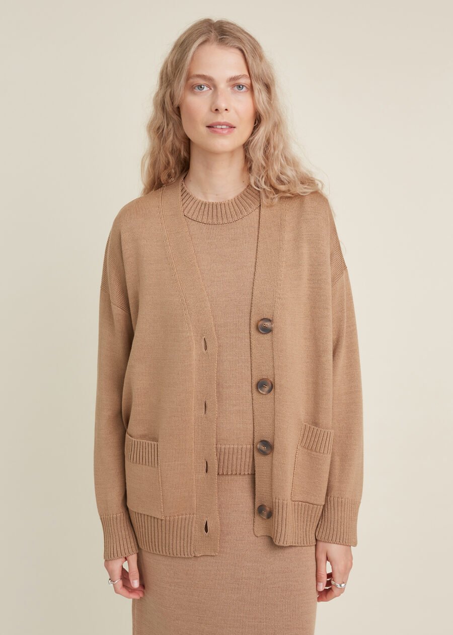 Knitted merino wool button cardigan
