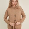 Button-Up Merino Wool Cardigan in Camel