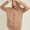 Camel merino wool knitwear cardigan long sleeve