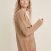 Button-Up Merino Wool Cardigan in Camel