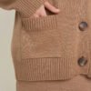 Button-Up Merino Wool Cardigan in Camel