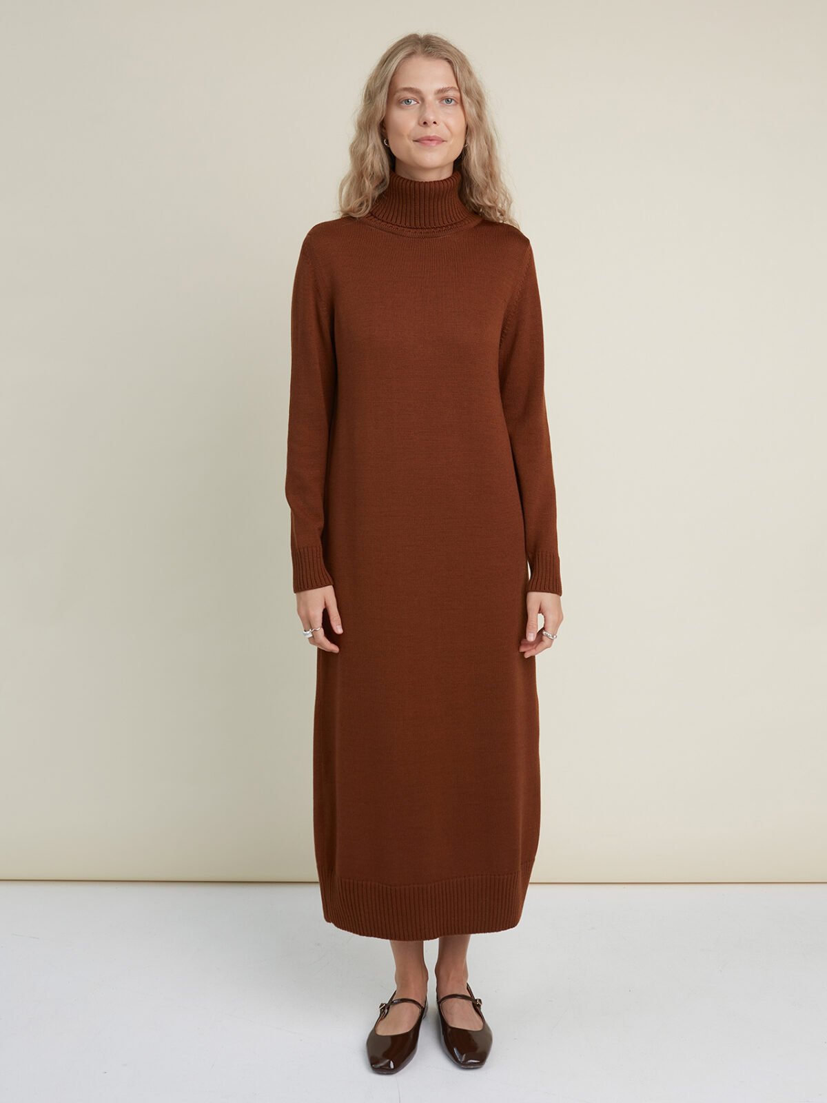 Knitted merino wool sweater dress