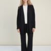 08.26622949 Oversized black merino wool cardigan, open front