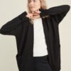 Black knitted oversized merino wool cardigan