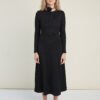 Knitted merino wool black feminine sweater dress