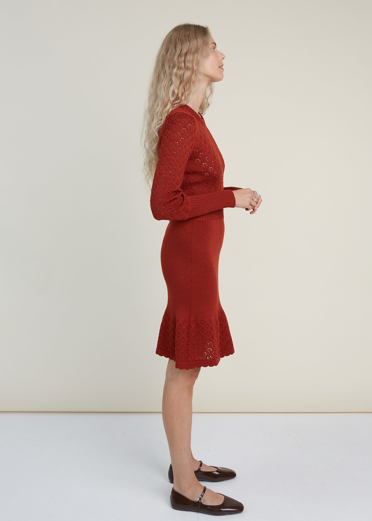 wool lace dress Alberta Ferretti Women's Floral Wood-Blend Midi-Dress - Ivory
