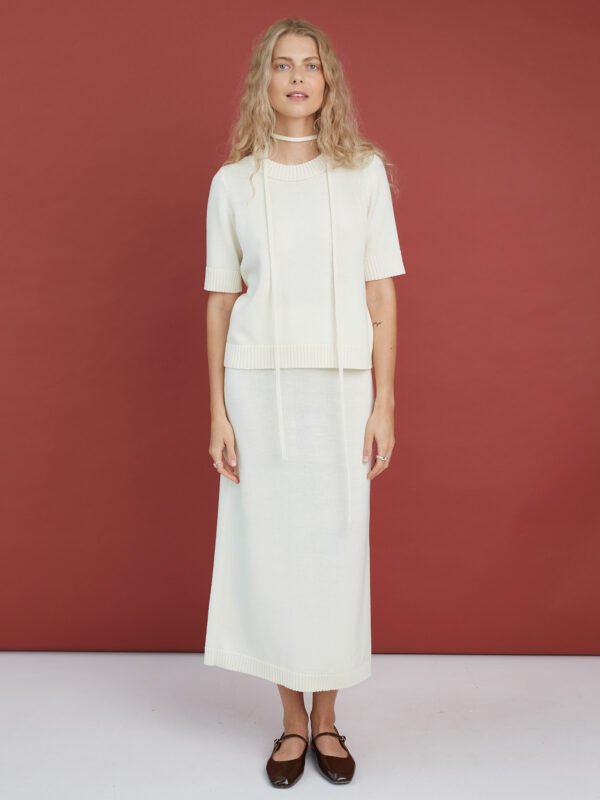 Classic merino wool knitted skirt set for special occasions