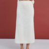 Knitted Merino Wool Skirt in Natural White