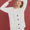 Button-Up Merino Wool Cardigan in Natural White