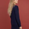 Button-Up Merino Wool Cardigan in Dark Blue