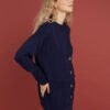 Button-Up Merino Wool Cardigan in Dark Blue