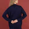 Button-Up Merino Wool Cardigan in Dark Blue