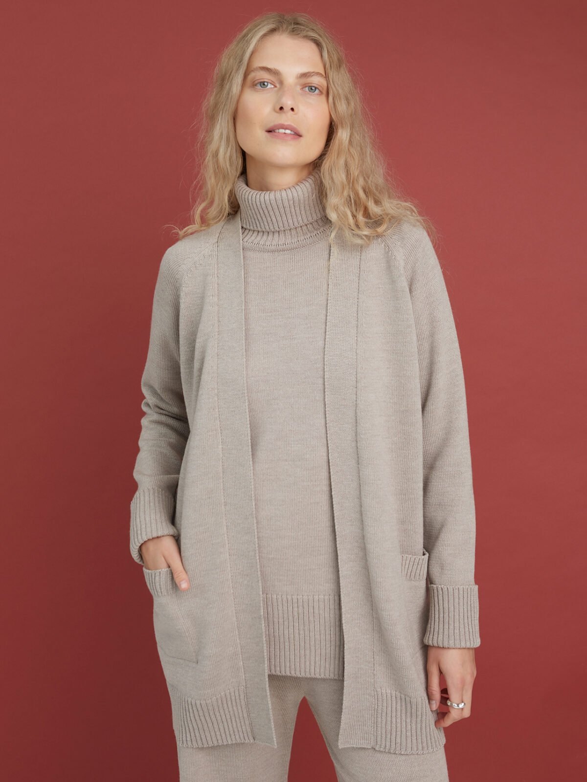 Relaxed fit merino wool cardigan with pockets