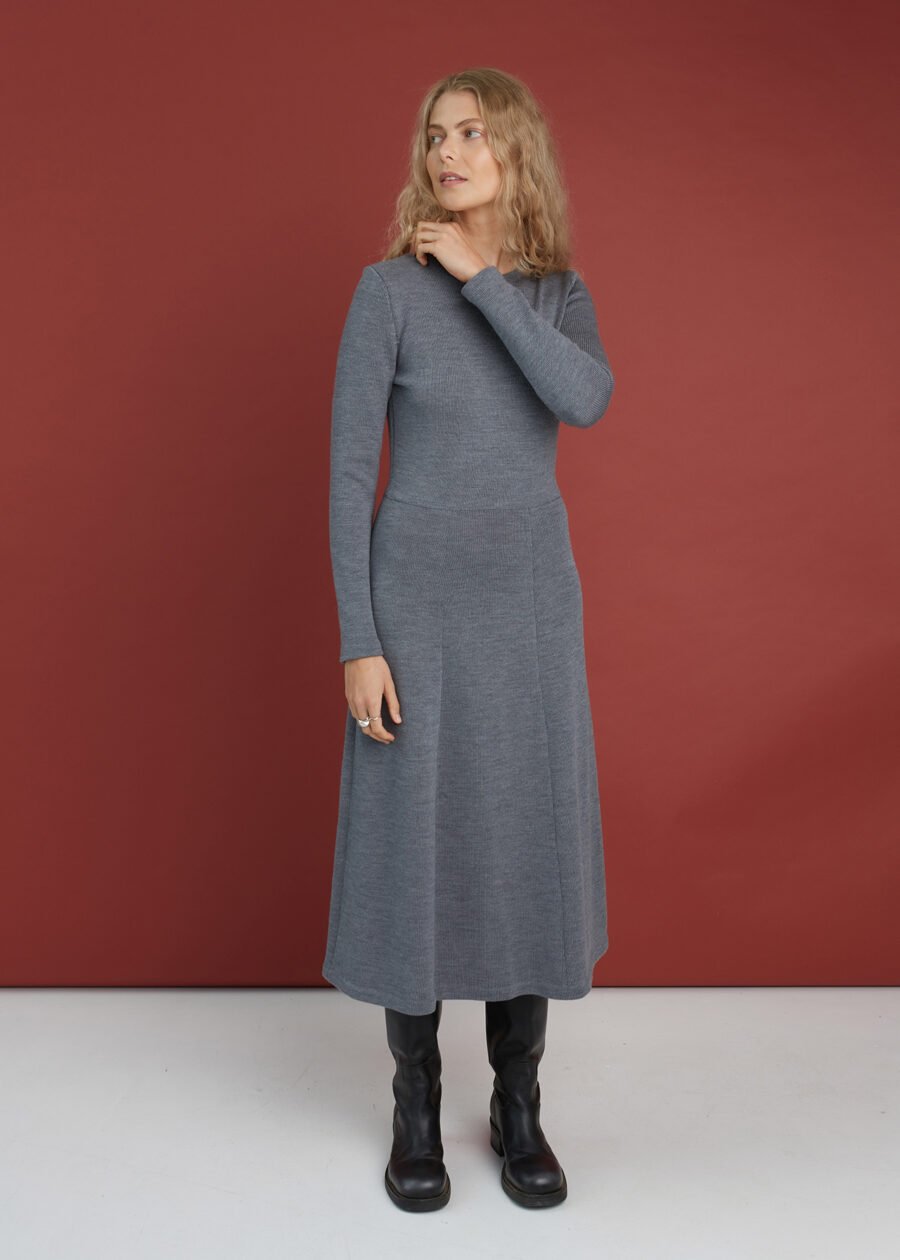 Casual knitted midi winter wool dress