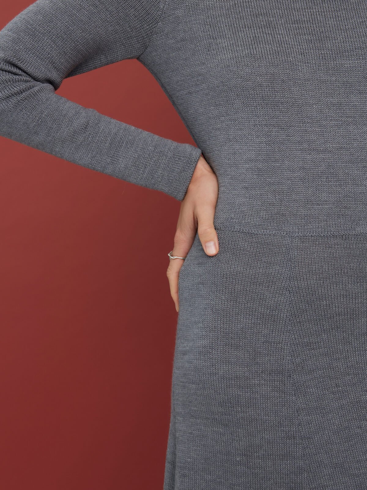 Minimalist knitted winter wool dress