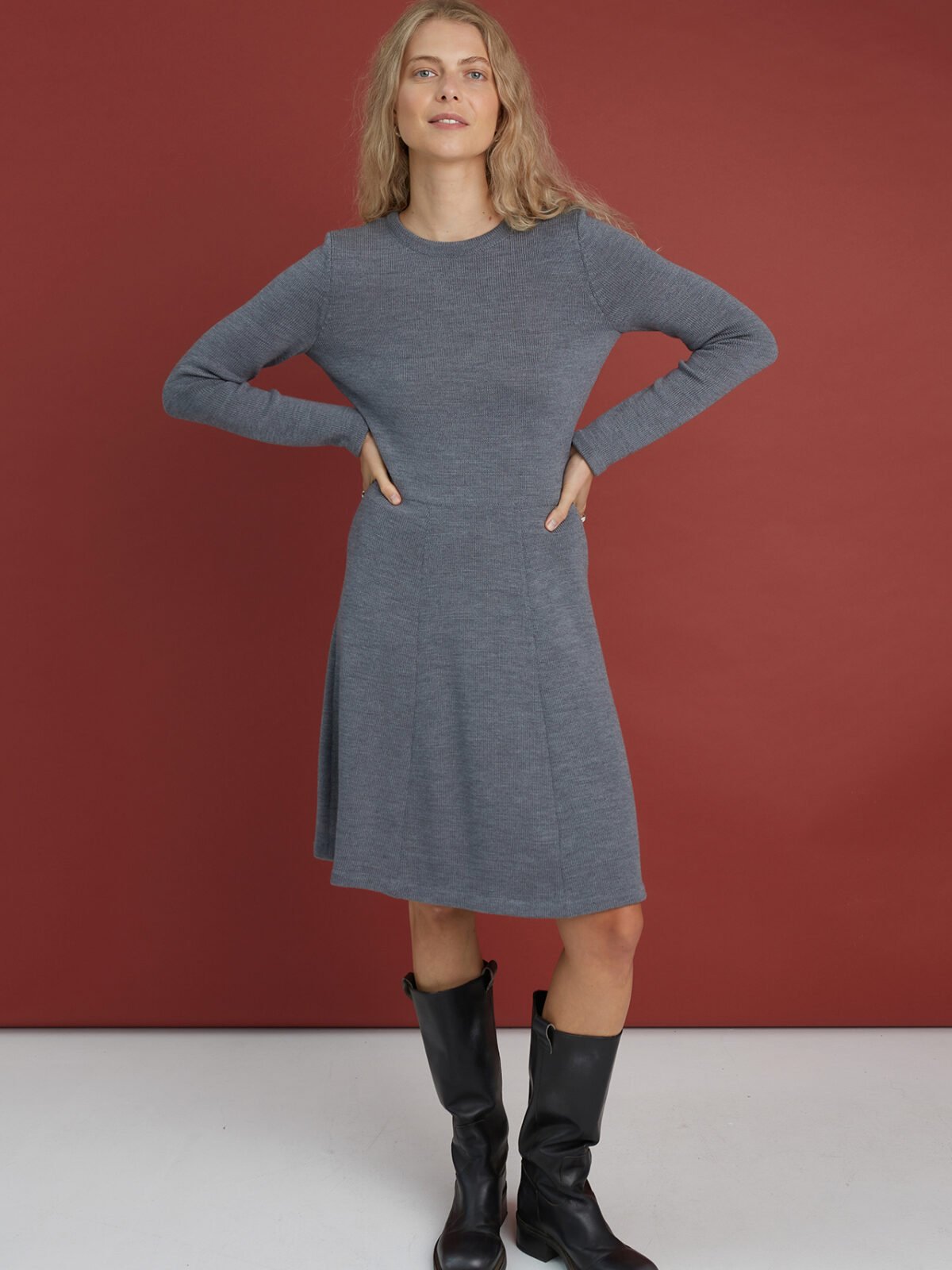 Knitted A-line sweater dress