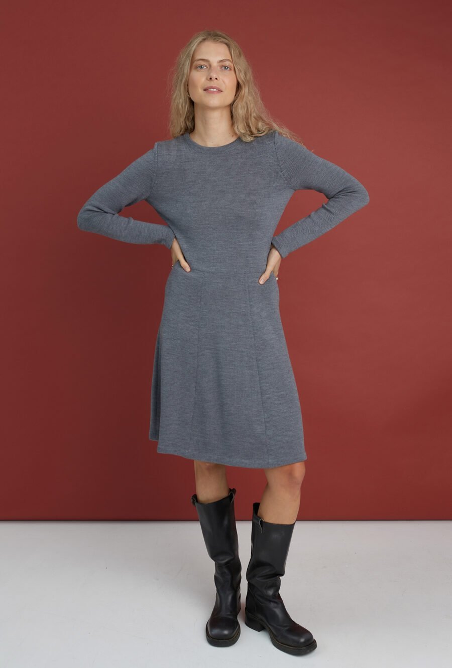 Knitted A-line sweater dress