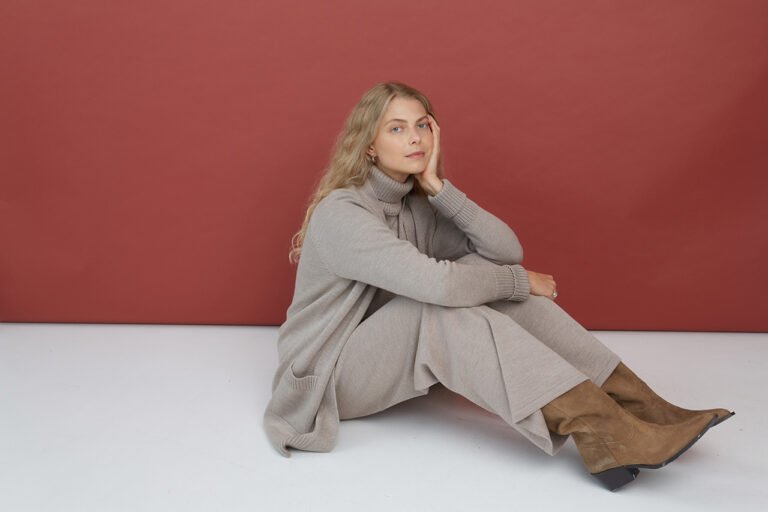 Knitted merino wool two piece set