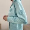 Merino Wool Cardigan with Crochet Flowers