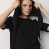 Knitted merino wool scarf black Knitted merino wool scarf