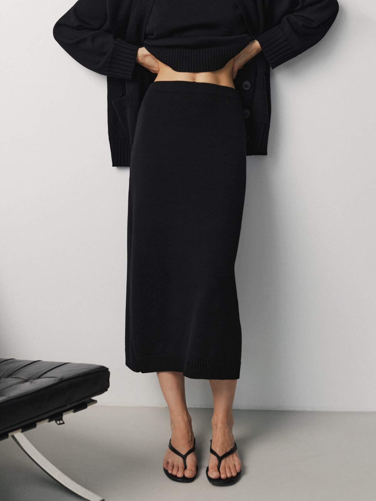 MONALA_16607 Merino Wool Knitted Midi Skirt