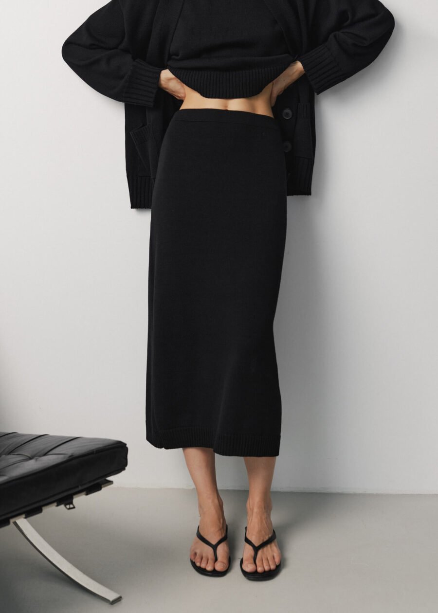 Merino Wool Knitted Midi Skirt