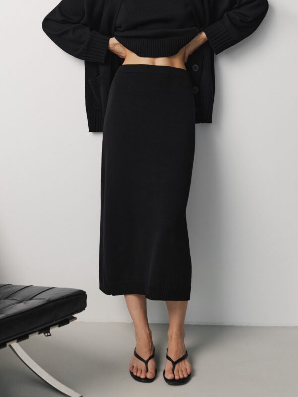Merino Wool Knitted Midi Skirt