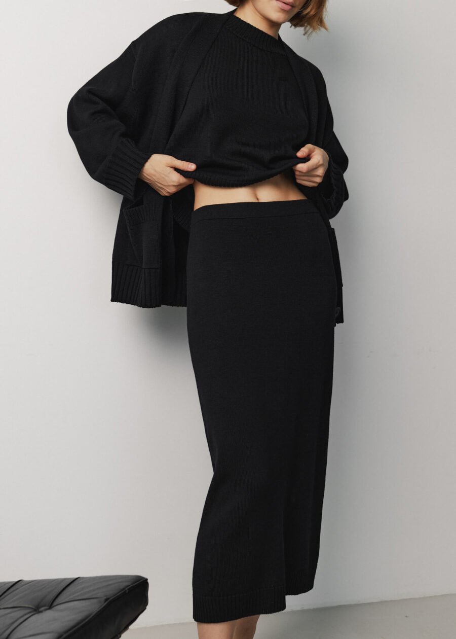 Merino Wool Knitted Midi Skirt