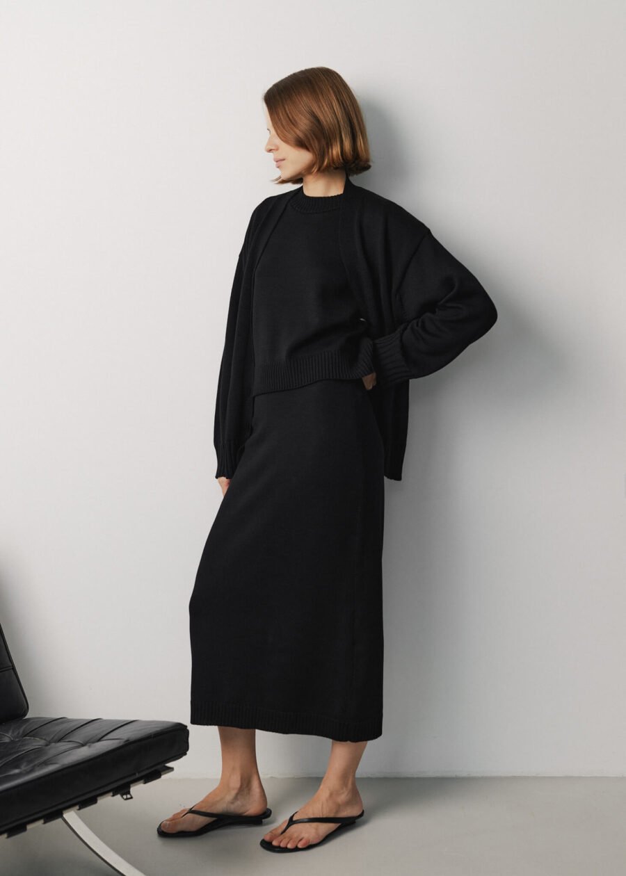 Merino Wool Knitted Midi Skirt